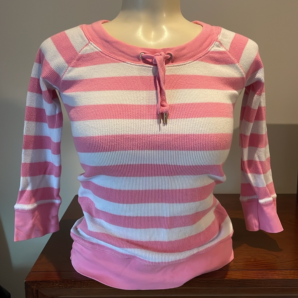 Lauren Ralph Lauren light Active Ribbed pink and white top